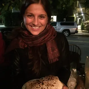 A burrito as big as her head.