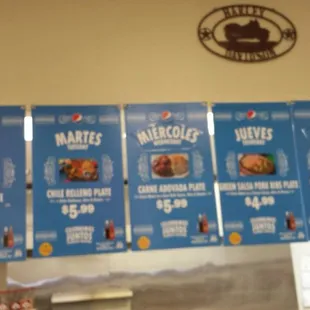 First part of week's menu for kitchen they now have operative inside the store.