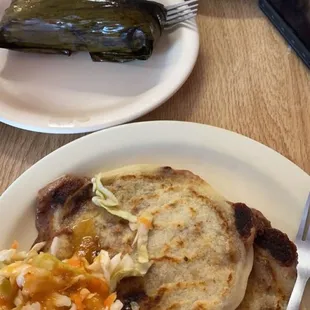 Pupusas and tamal were awesome