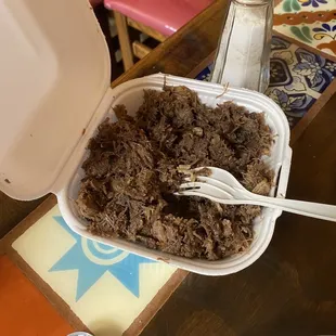 A pound of barbacoa...very moist &amp; had salt...not greasy at all