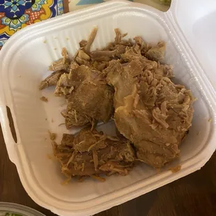 1/2 pound of carnitas...we hadn't eaten some already...very moist...yummy