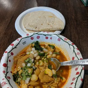 Fresh corn tortillas ( the menudo, we bought elsewhere)