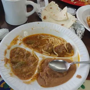 what's left of my guisado de puerco con nopales and double beans