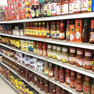 a variety of sauces and condiments