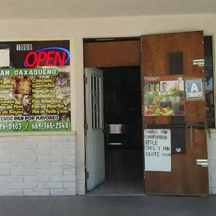 the entrance to the restaurant