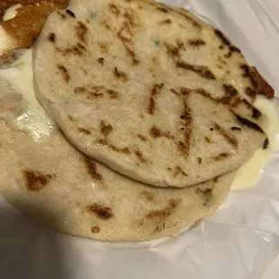 Pupusas (cheese and jalapeños).