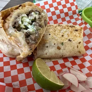 Carne asada burrito with extra meat. My favorite.