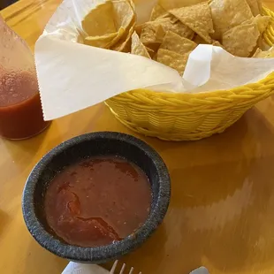 Complimentary tortilla chips and salsa