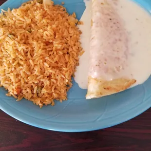 Cheese quesadilla with rice