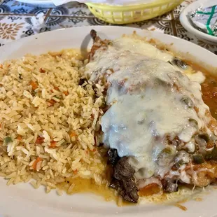 Chili Relleno with fajita beef.