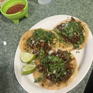 3 Tacos, Steak, Al Pastor and Barbacoa
