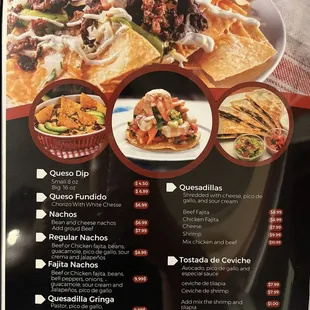 nachos, menu