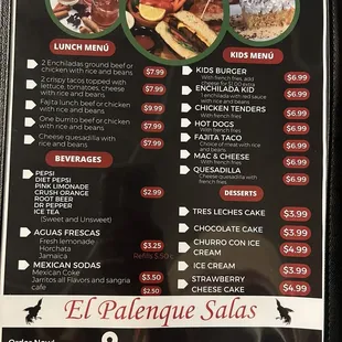 menu