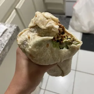 Carne asada and Al pastor burrito