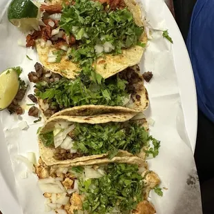 Tacos pastor, tripa, asada and pollo!