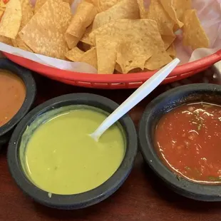 Chips and 3 salsas