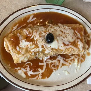 Shredded chicken burrito