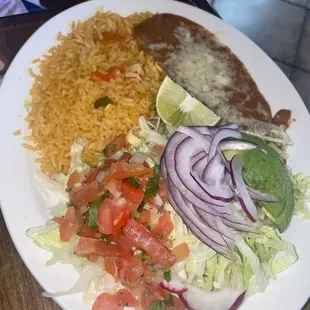 Rice, beans and salad side plate