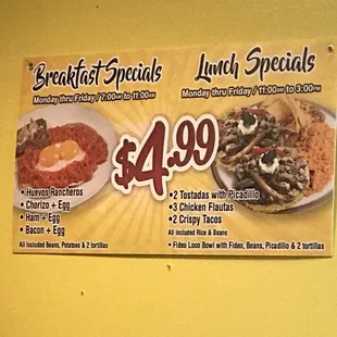 Specials: Breakfast &amp; Lunch
