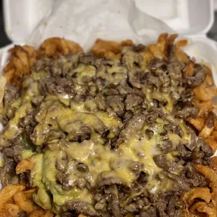 Carne asada curly fries