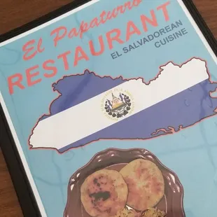 Front of the menu