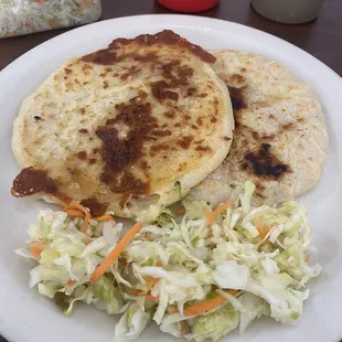 2 Mixed filling Pupusas w the slaw.
