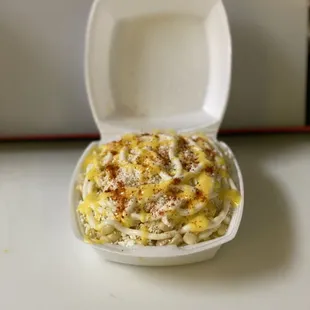 Esquites.                                       Corn in a cup