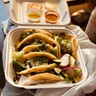 2 spicy brisket, 2 steak, 2 pork... hands-down the best street tacos around! Seriously so good!!