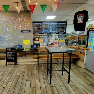 The overhead menu and order area.