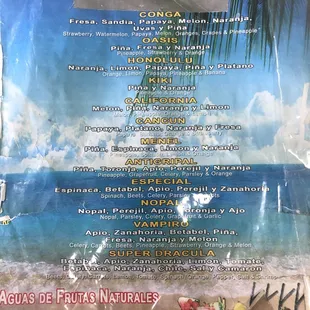List of Jugos Naturales