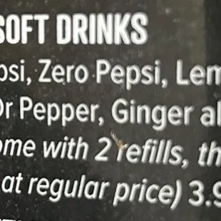 Drink menu