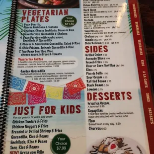 sushi and sashimi, menu