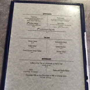 menu