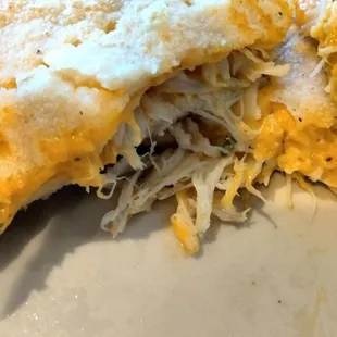 a close up of a quesadilla