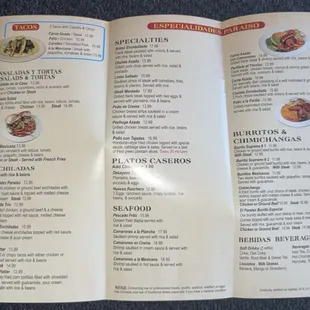Inside of the menu