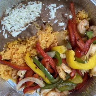 shrimp fajitas w rice n beans