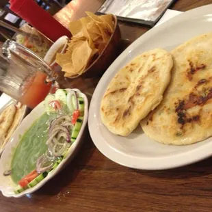 Agua chile shrimp and papusas