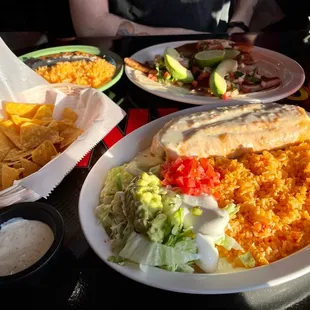 plates of mexican food on a table