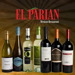 a variety of wine bottles