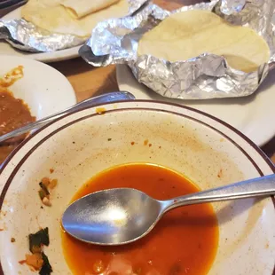 Menudo soup was good but store tortillas? Yuck!