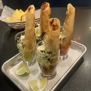Taquito appetizer. So delicious! One of them is spicy so be warned if you are not a fan of spicy food. Very flavorful