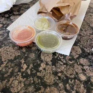 a bag of condiments