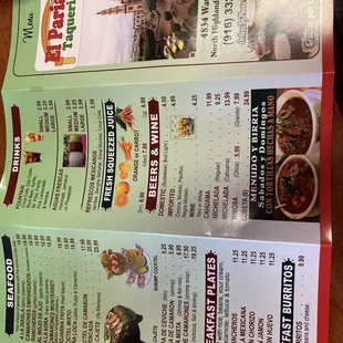 Menu pamphlet (cover &amp; back) 2023