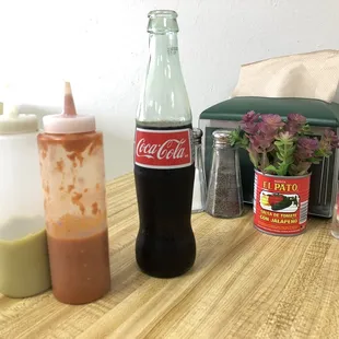 Red, green salsa, Mexican coke