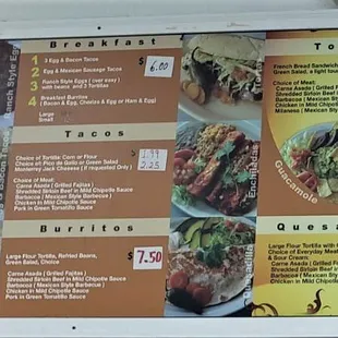 a menu for a mexican restaurant