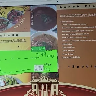 a menu for a mexican restaurant