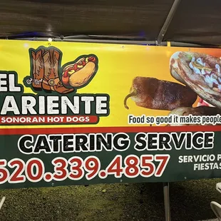 a sign for a catering service