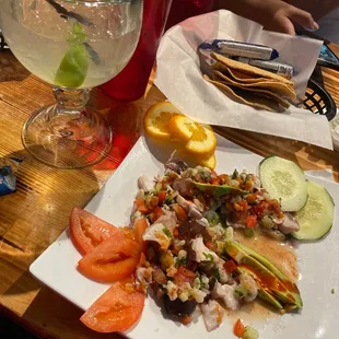 Ceviche de camaro y pulpo