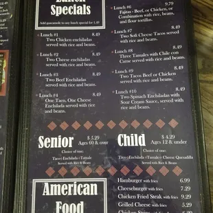 menu