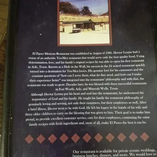 menu